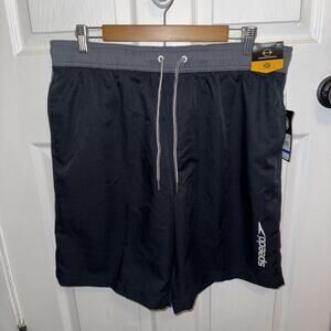 NEW Speedo Men’s Black Swim Trunks Lined SPF 50 Size XL